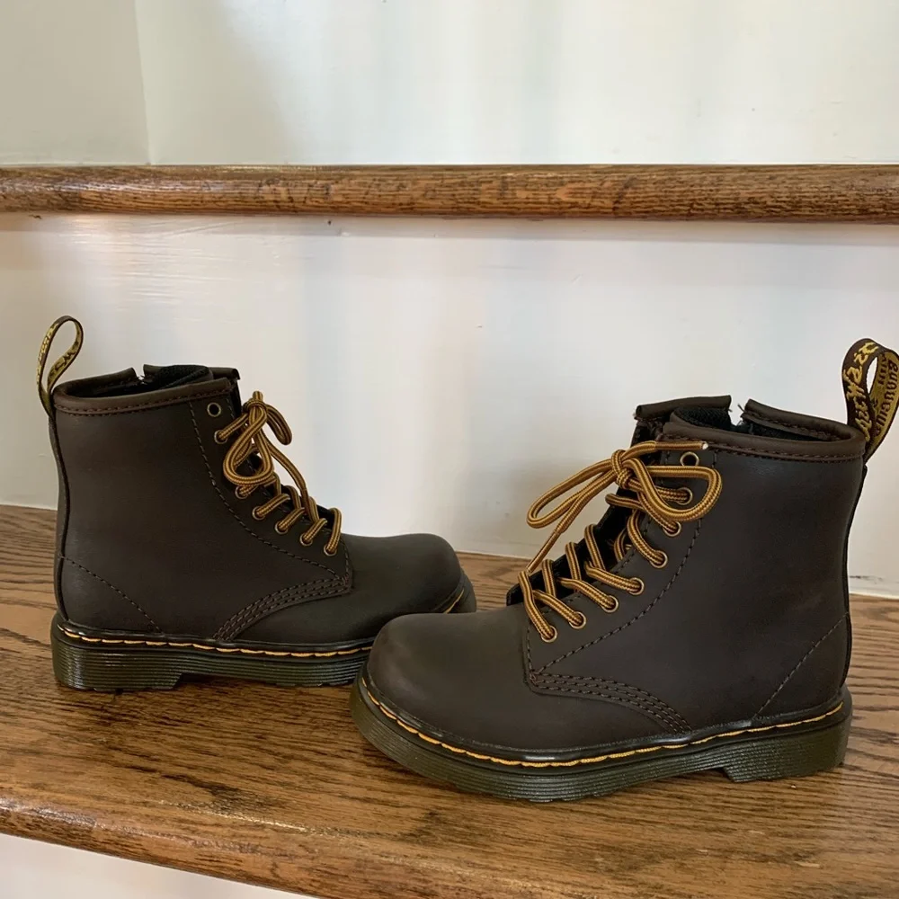 Dr. Martens Kids Brown Leather Lace-Up Boots